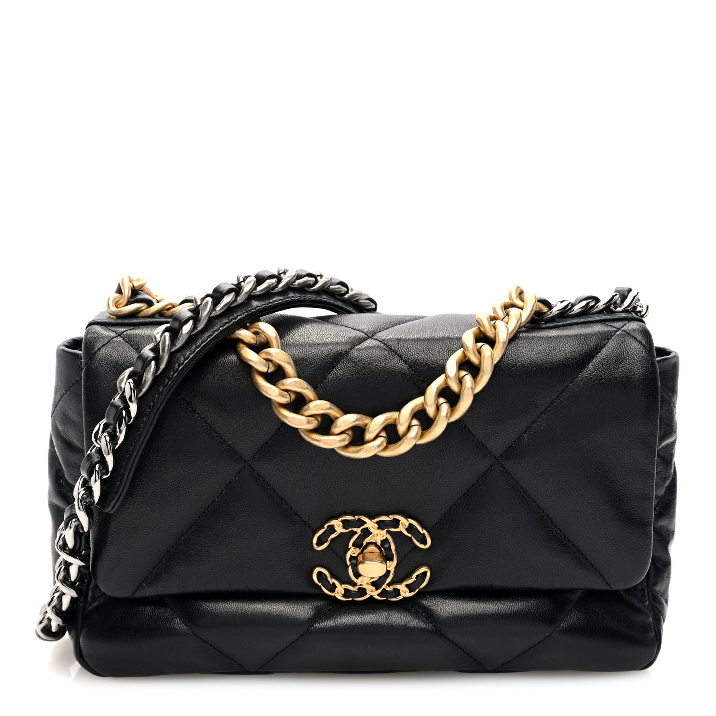 Goatskin Quilted Medium Chanel 19 Flap Black