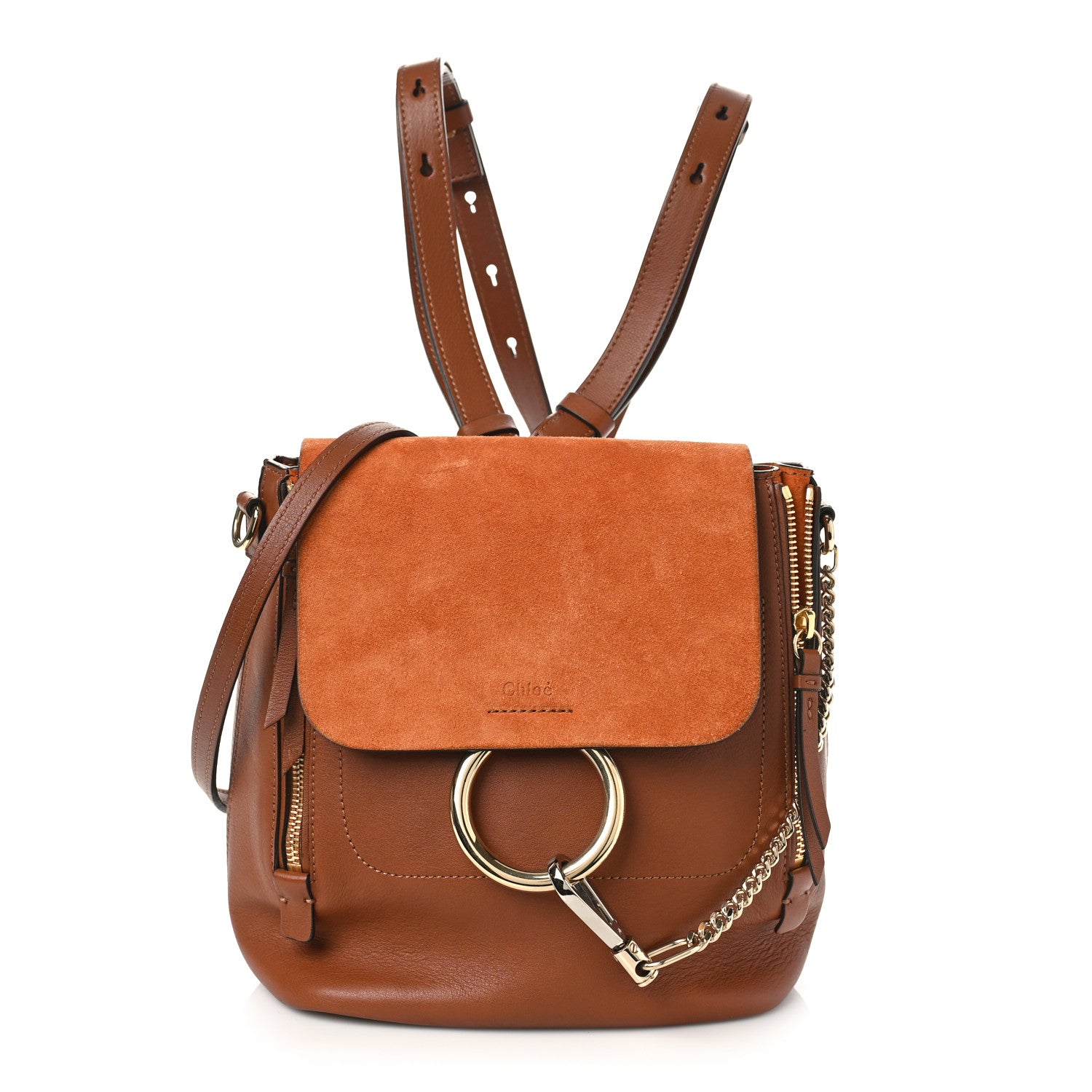 Chloe Suede Calfskin Medium Faye Backpack Tan 1 of 8