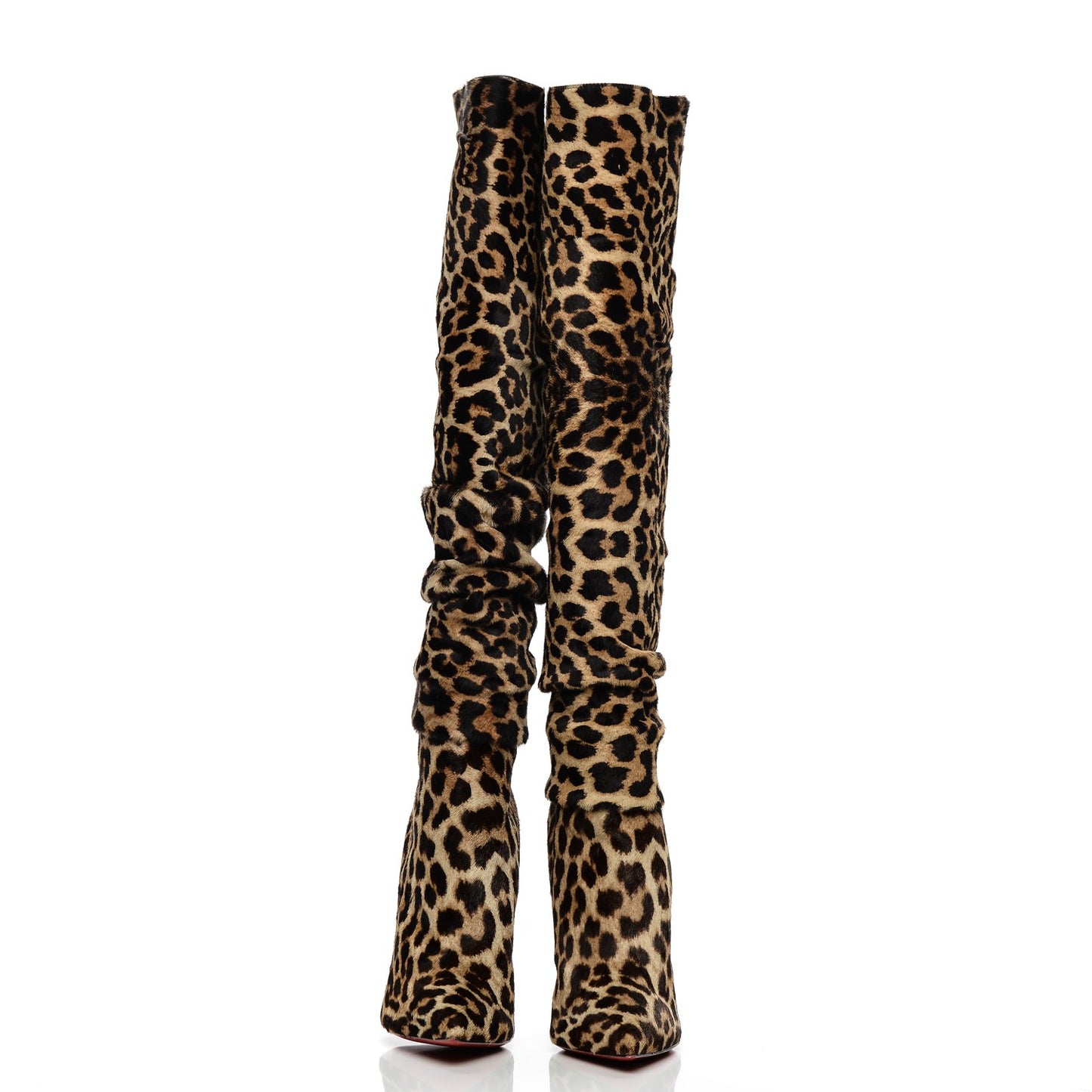 Pony Hair Ishtar Botta 120 Ruched Knee Boots 36.5 Leopard