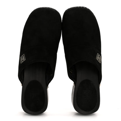 Chanel Suede CC Clogs 37 Black 2 of 9