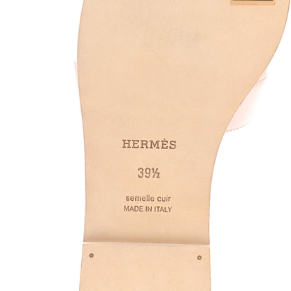 Hermes Box Calfskin Oran Sandals 39.5 Rose Pale 6 of 9