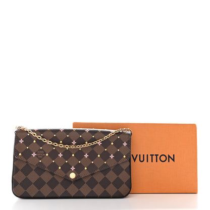 Louis Vuitton Damier Ebene Studded Pochette Felicie Chain Wallet 15 of 15