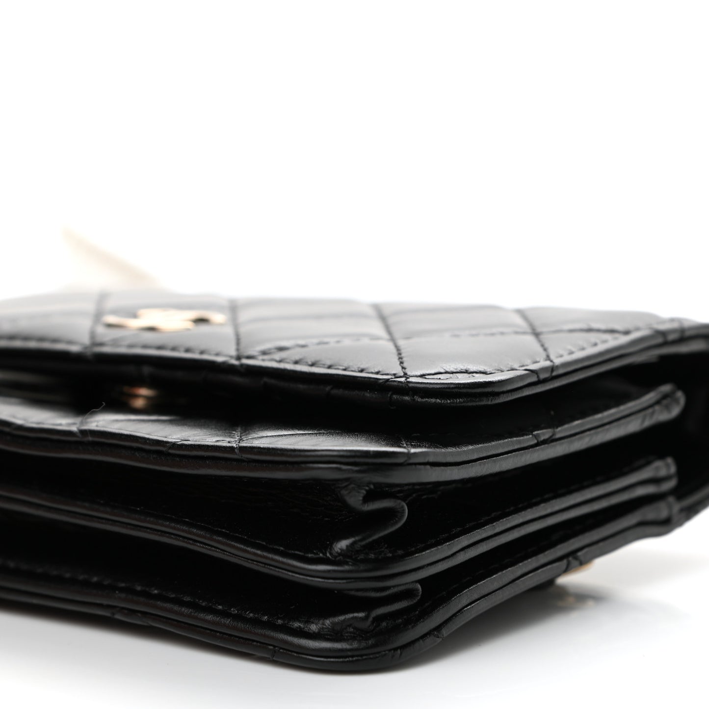 Calfskin Quilted Mini Maxi Pearls Wallet On Chain WOC Black