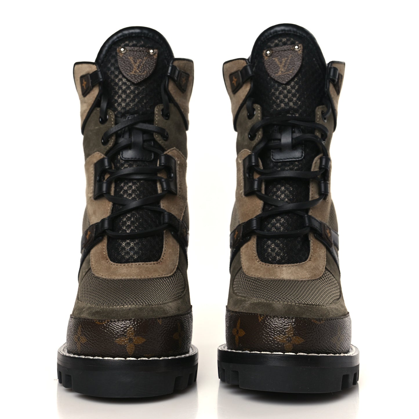 Suede Calfskin Monogram Star Trail Ankle Boots 39 Khaki