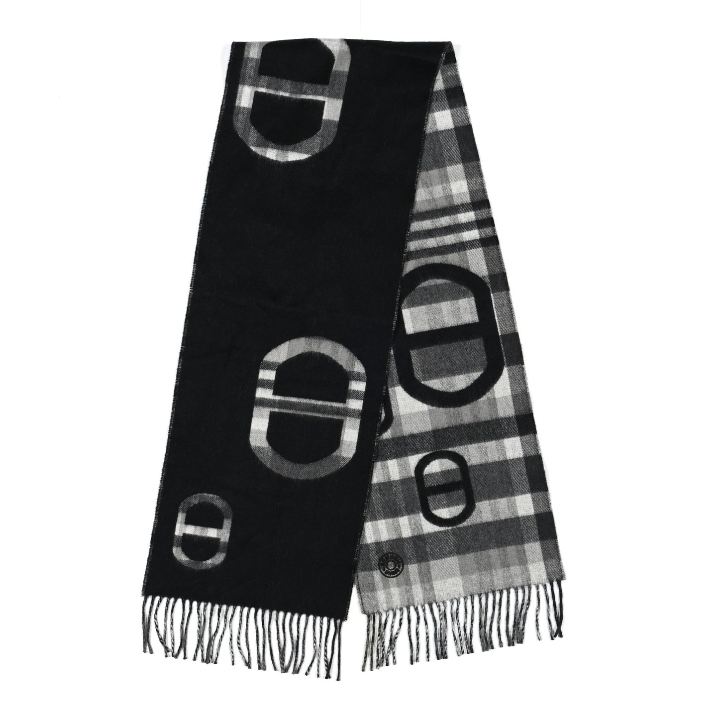 Cashmere Tartan Maillons Muffler Black Grey
