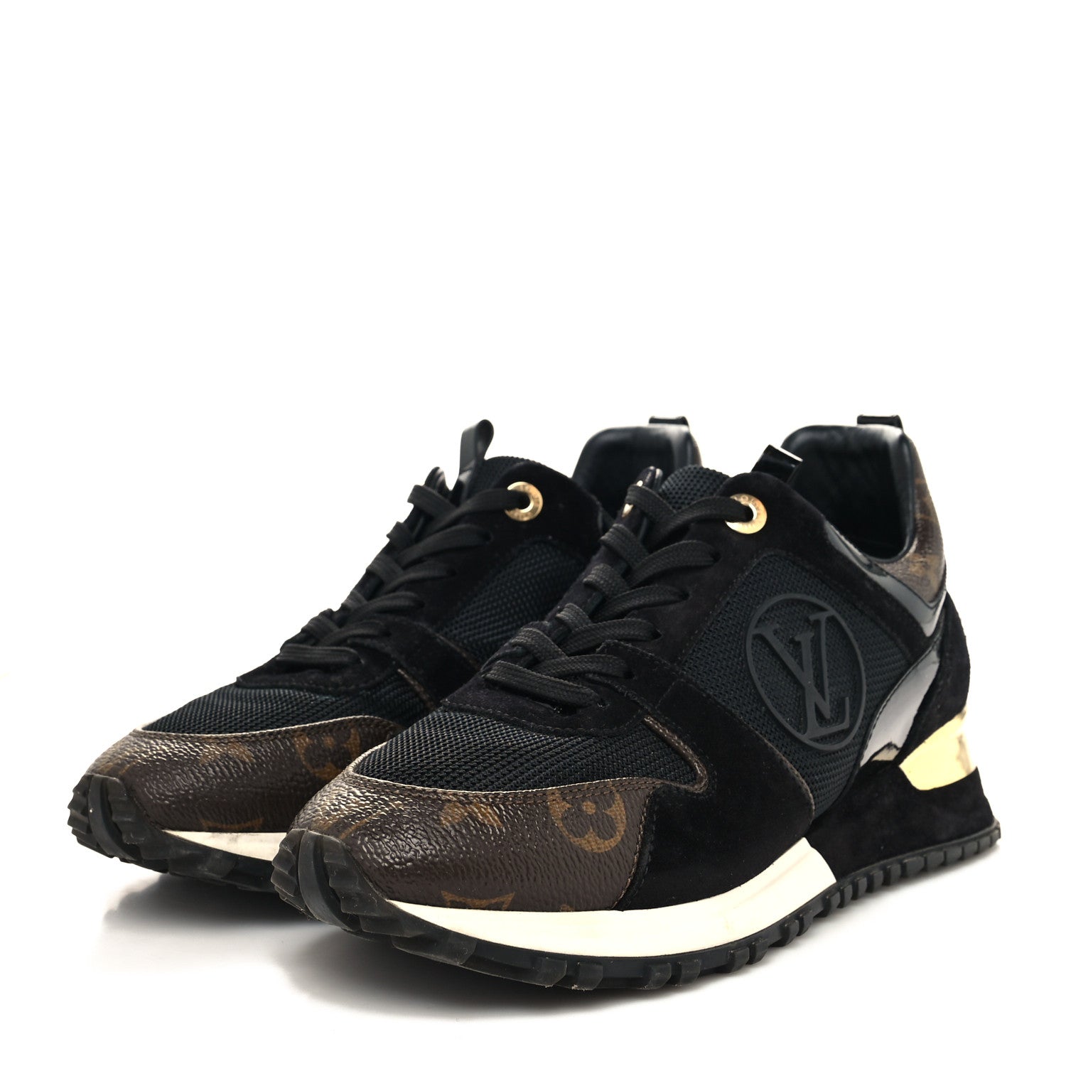 Louis Vuitton Suede Monogram Run Away Sneakers 37.5 Black 3 of 7