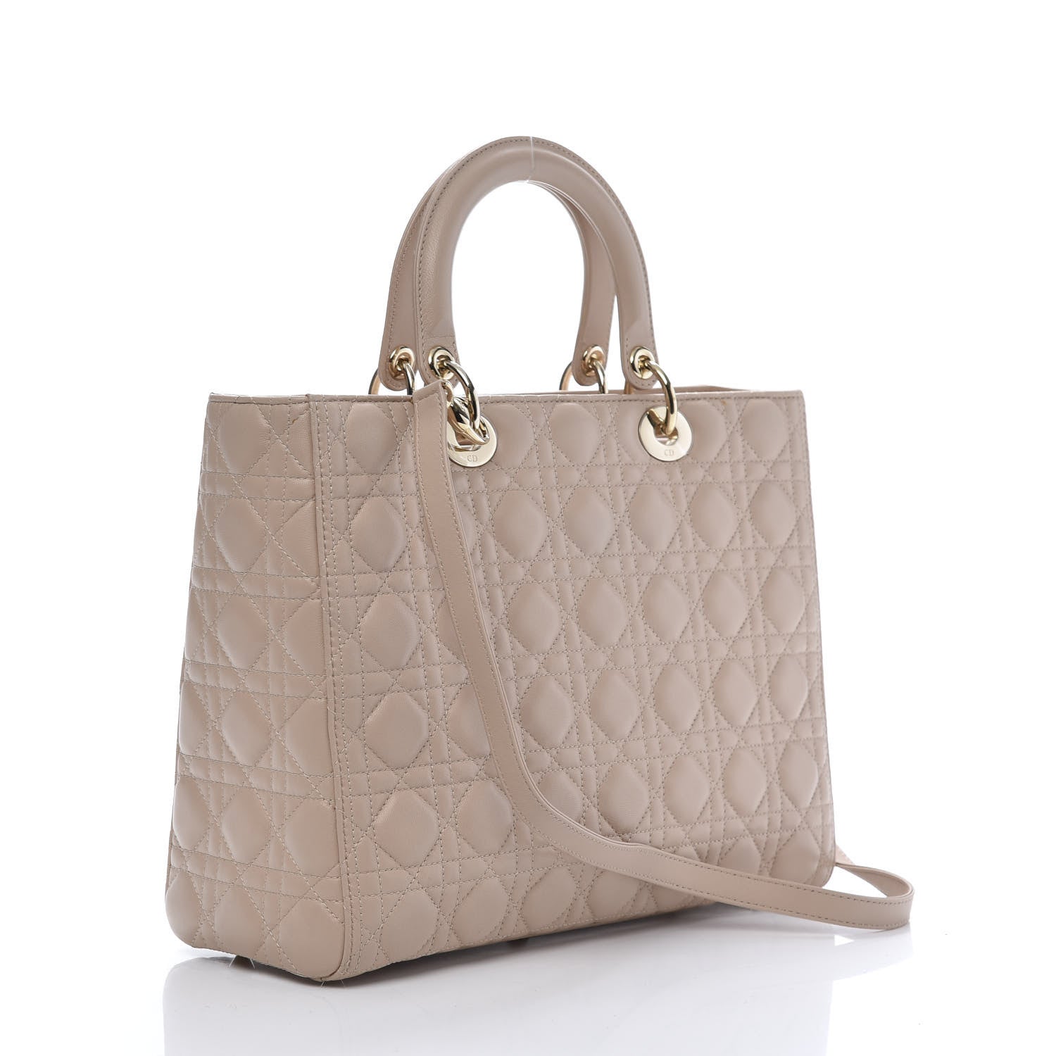 Christian Dior Lambskin Cannage Large Lady Dior Beige 3 of 11