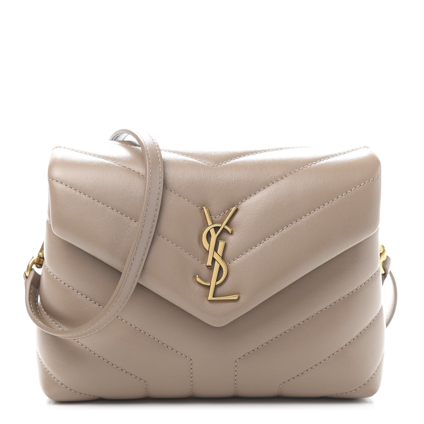 Calfskin Y Quilted Monogram Toy Loulou Crossbody Bag Dark Beige