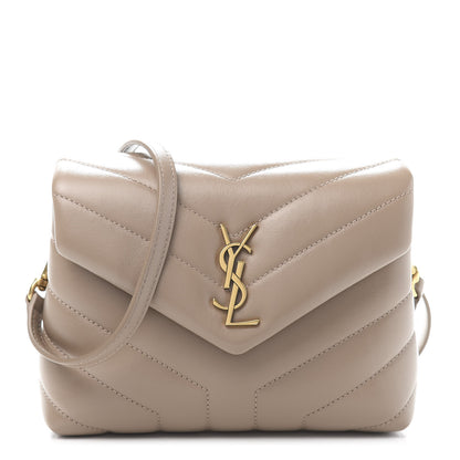 Saint Laurent Calfskin Y Quilted Monogram Toy Loulou Crossbody Bag Dark Beige 1 of 12