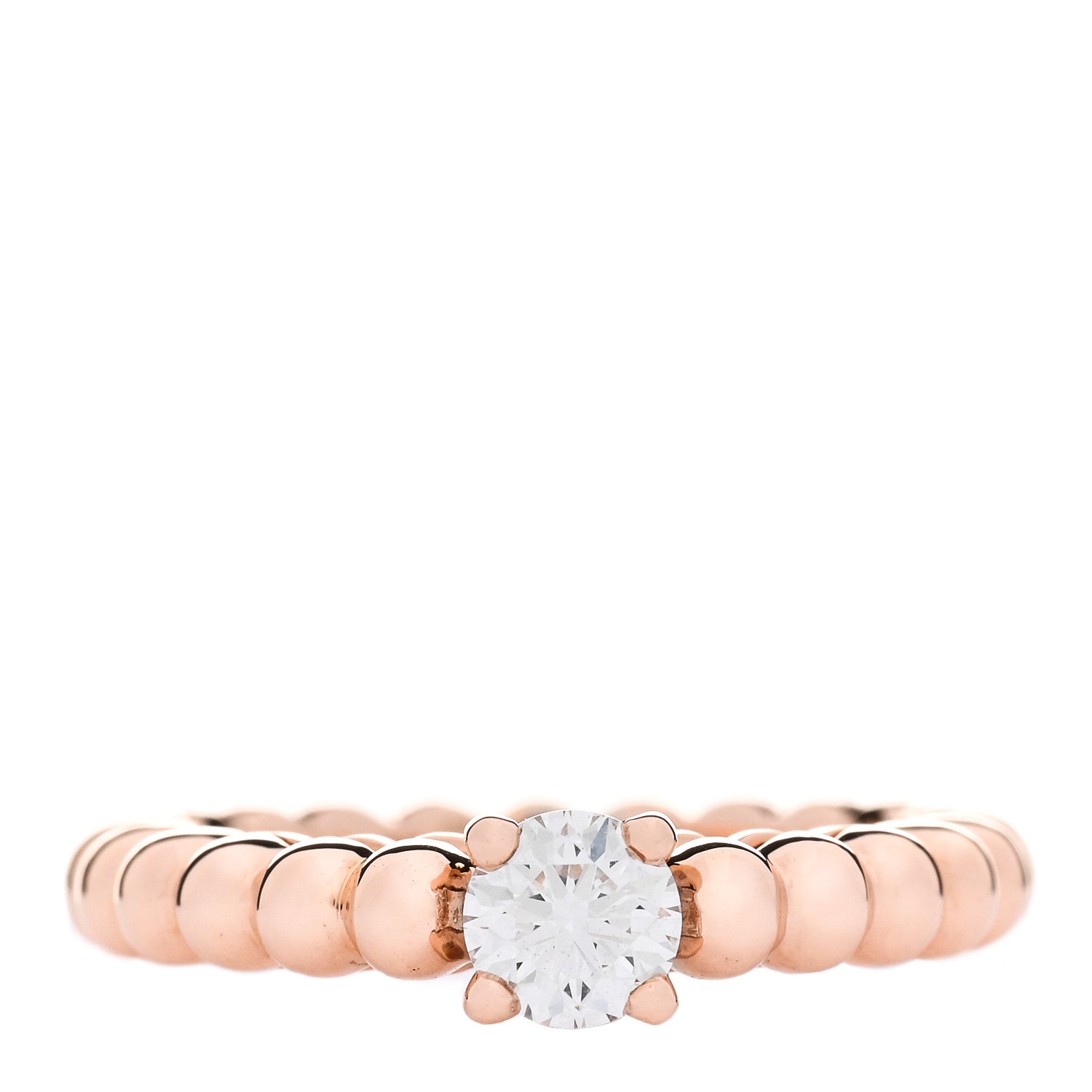 Van Cleef & Arpels 18K Rose Gold Diamond .33ct Perlee Solitaire ...