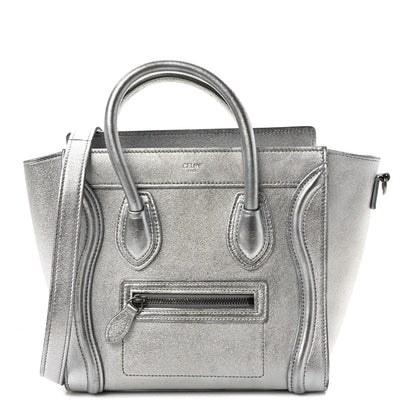 Celine Laminated Lambskin Nano Luggage Silver 1 of 11