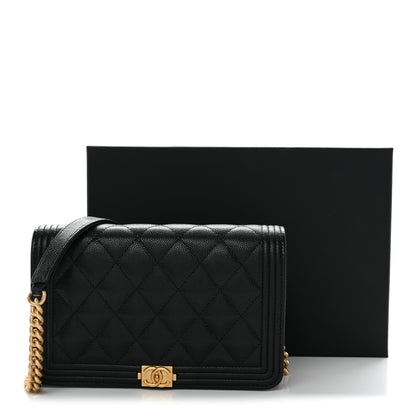 Chanel Caviar Quilted Boy Wallet On Chain WOC Black 13 of 13