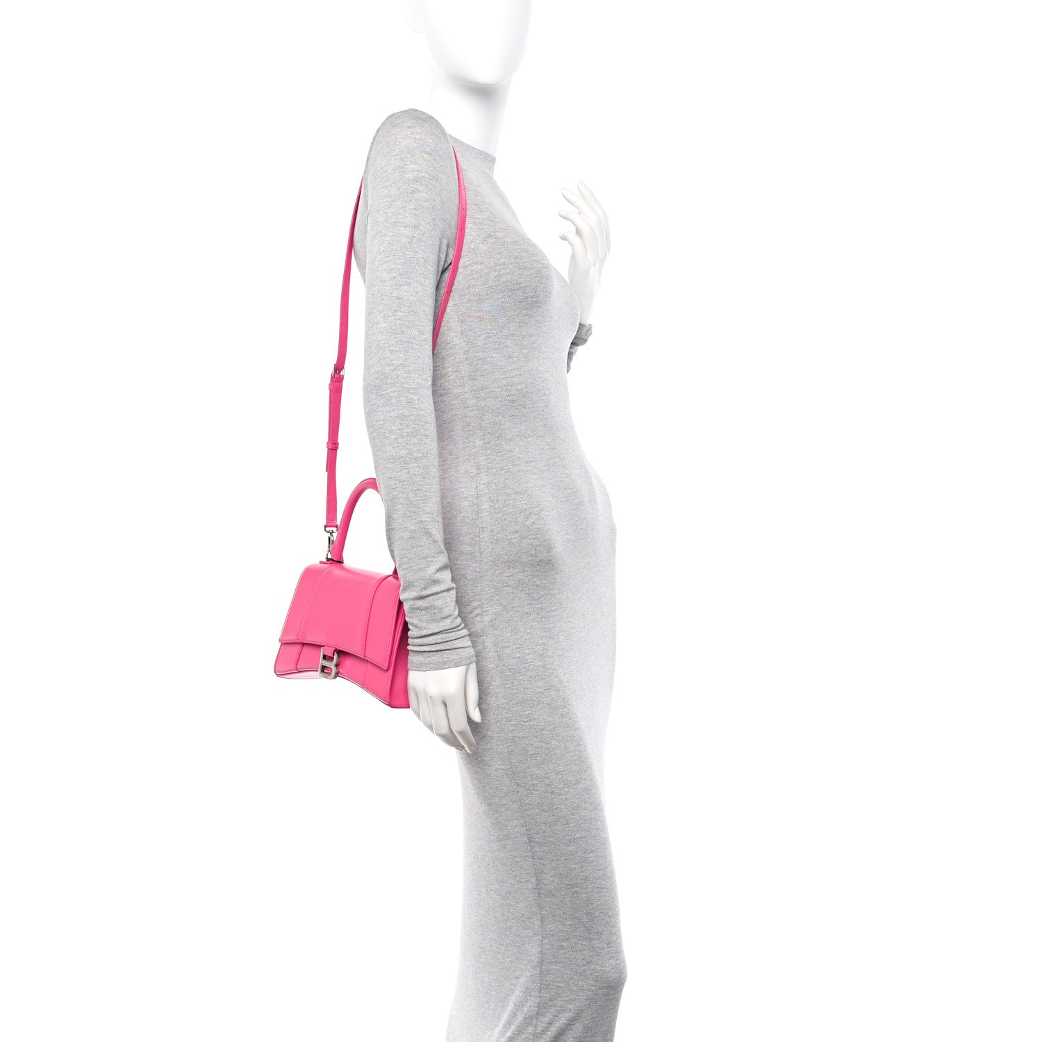 Balenciaga Shiny Box Calfskin Small Hourglass Top Handle Bag Acid Fuchsia 2 of 10