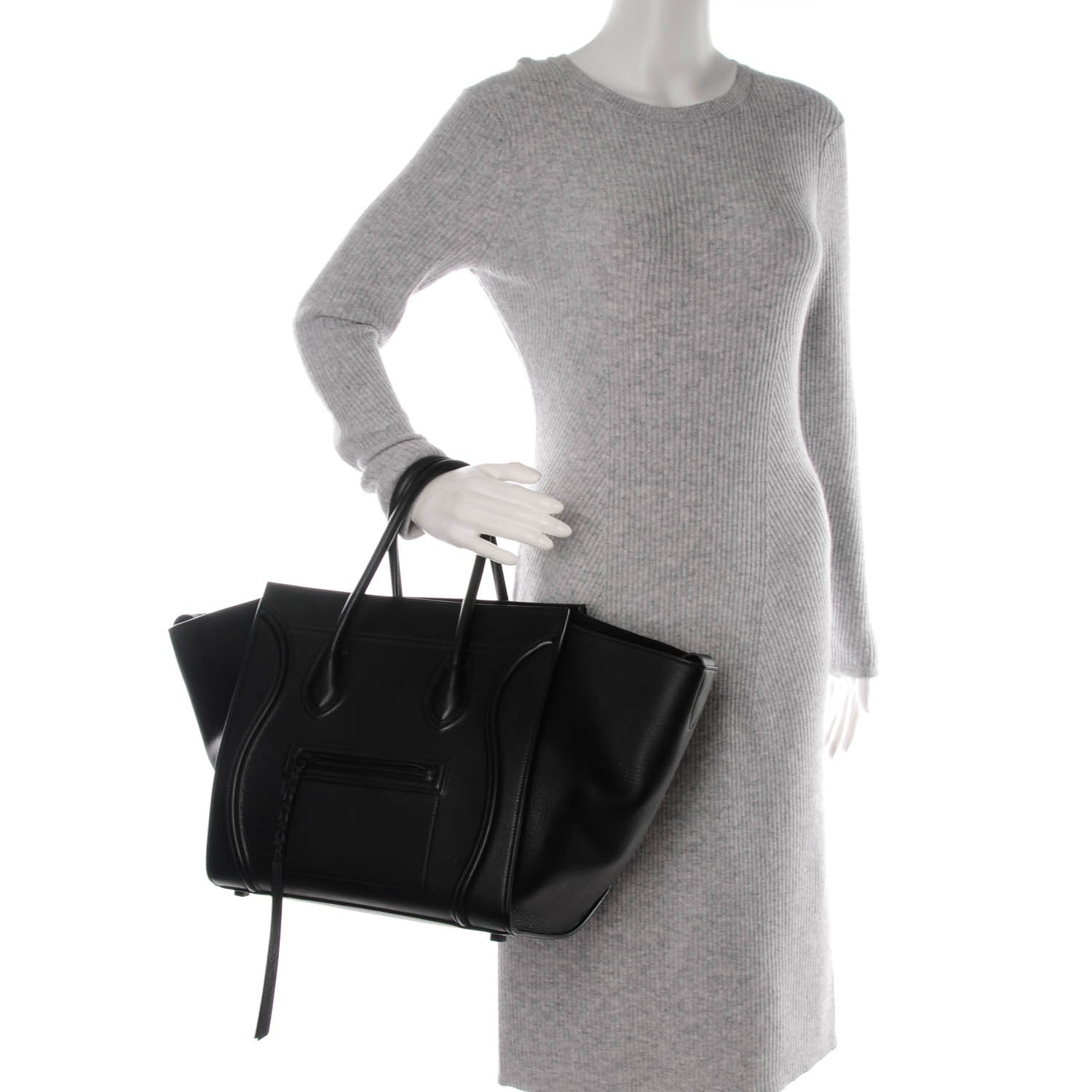 Celine Supple Calfskin Medium Phantom Luggage Black 2 of 7