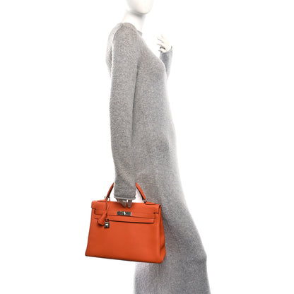 Hermes Togo Kelly Retourne 32 Orange 2 of 10