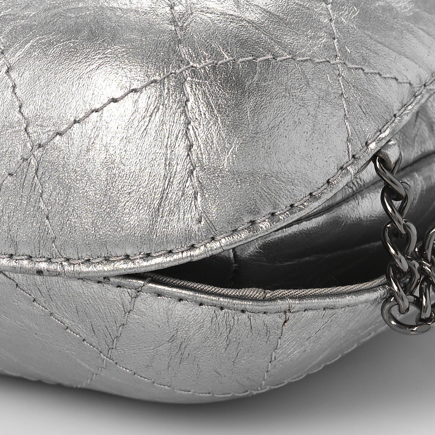 Chanel Metallic Aged Calfskin Quilted Small Gabrielle Bucket Silver 9 of 9