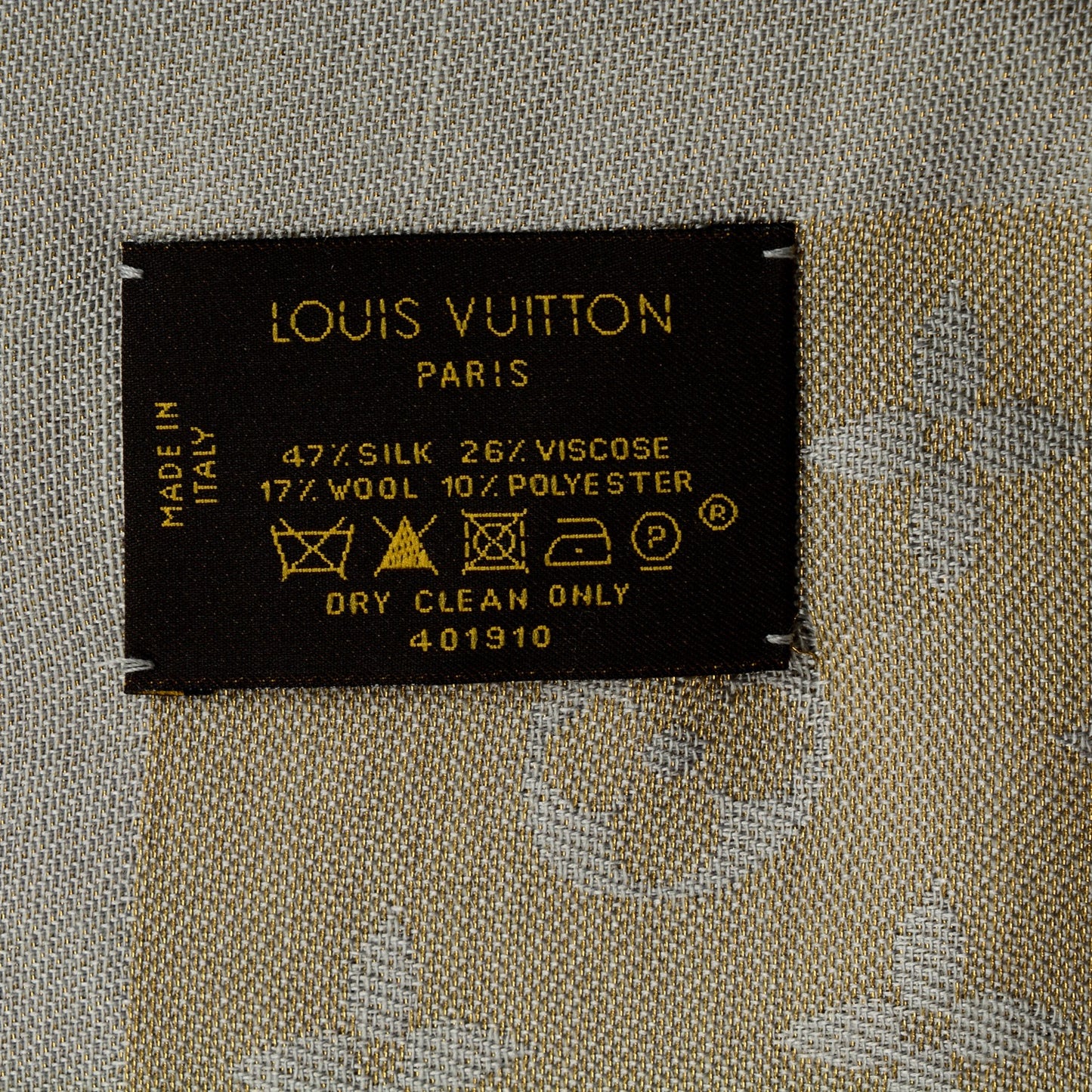 Silk Wool Monogram Shine Shawl Beige