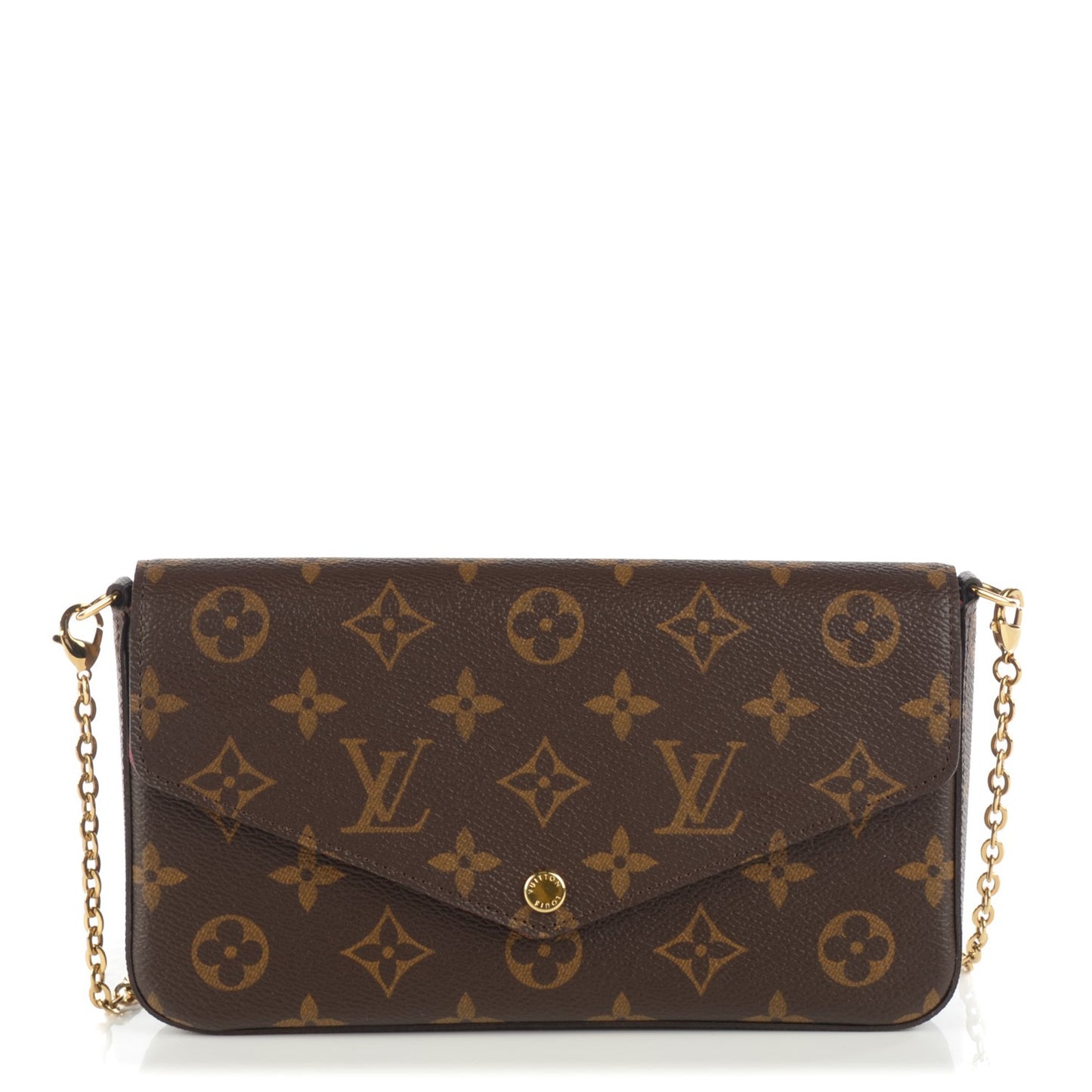 Monogram Pochette Felicie Chain Wallet Fuchsia