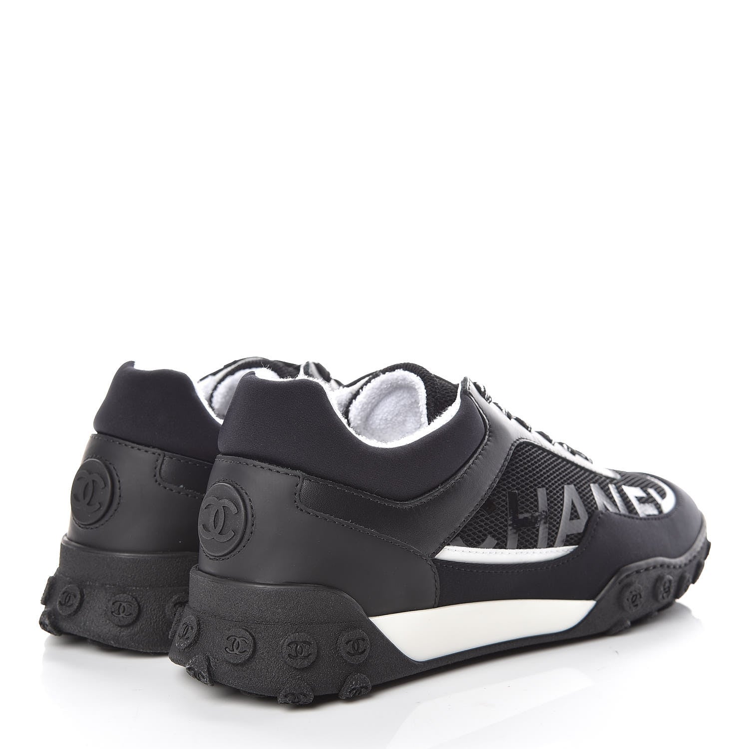 Chanel Calfskin Mesh Lycra Sneakers 39 Black 4 of 8
