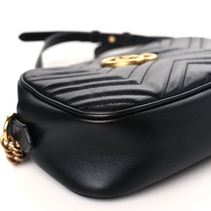 Gucci Calfskin Matelasse Small GG Marmont Chain Shoulder Bag Black 8 of 10