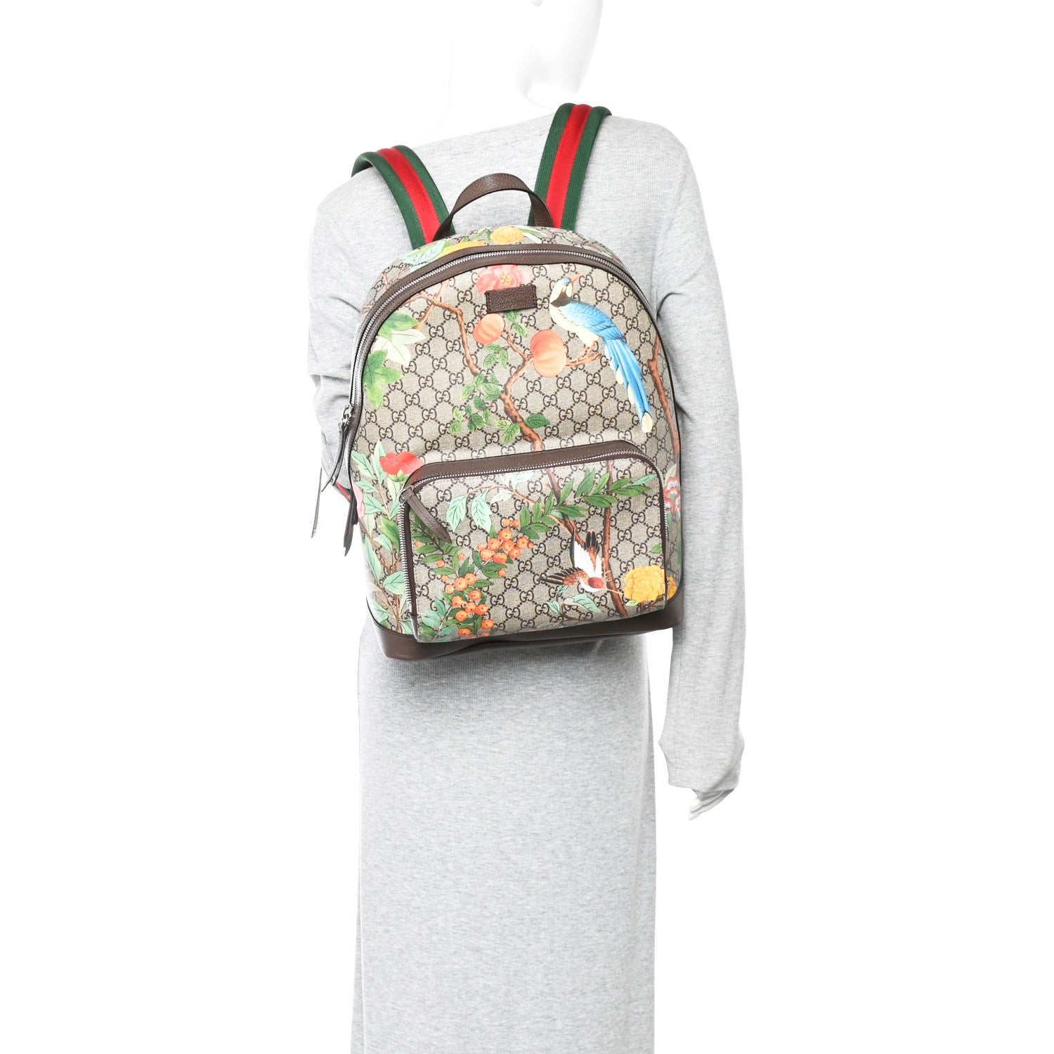 Gucci GG Supreme Monogram Tian Web Small Day Backpack Beige Multicolor New Acero 2 of 11
