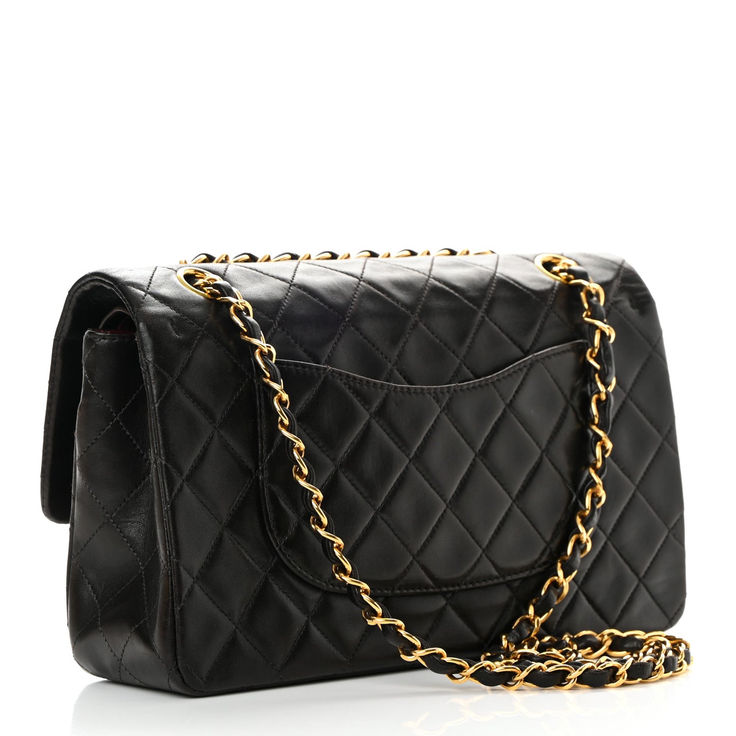 Lambskin Quilted Medium Double Flap Black