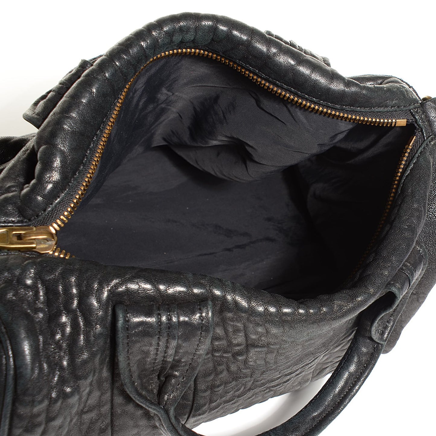 Pebbled Lambskin Rocco Black Antique Brass Hardware