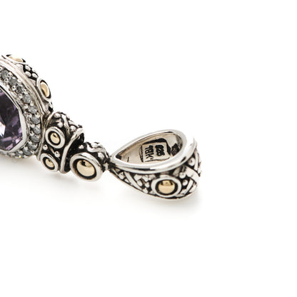 John Hardy Sterling Silver 18K Yellow Gold Diamond Amethyst Batu Sari Pendant 4 of 4
