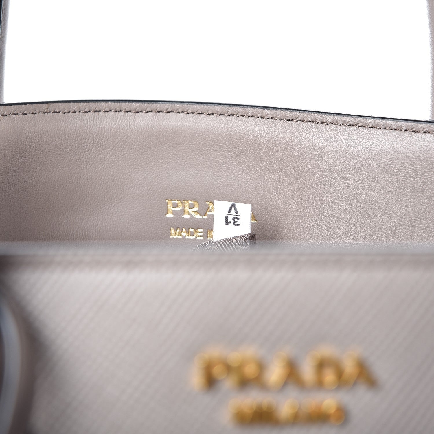 Prada Saffiano Cuir Inverted Pleat Tote Argilla 7 of 7