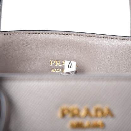 Prada Saffiano Cuir Inverted Pleat Tote Argilla 7 of 7