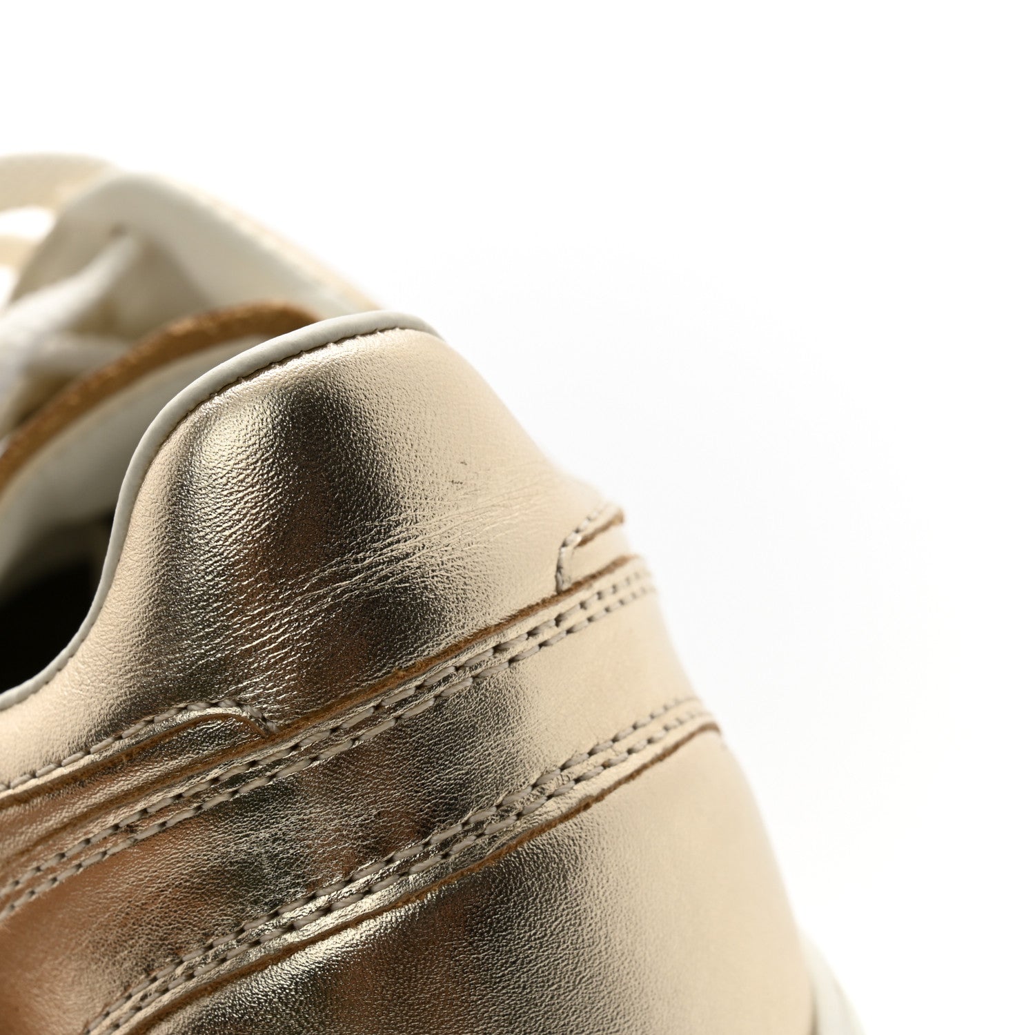 Chanel Laminated Calfskin CC Womens Sneakers 38 Golden 11 of 11