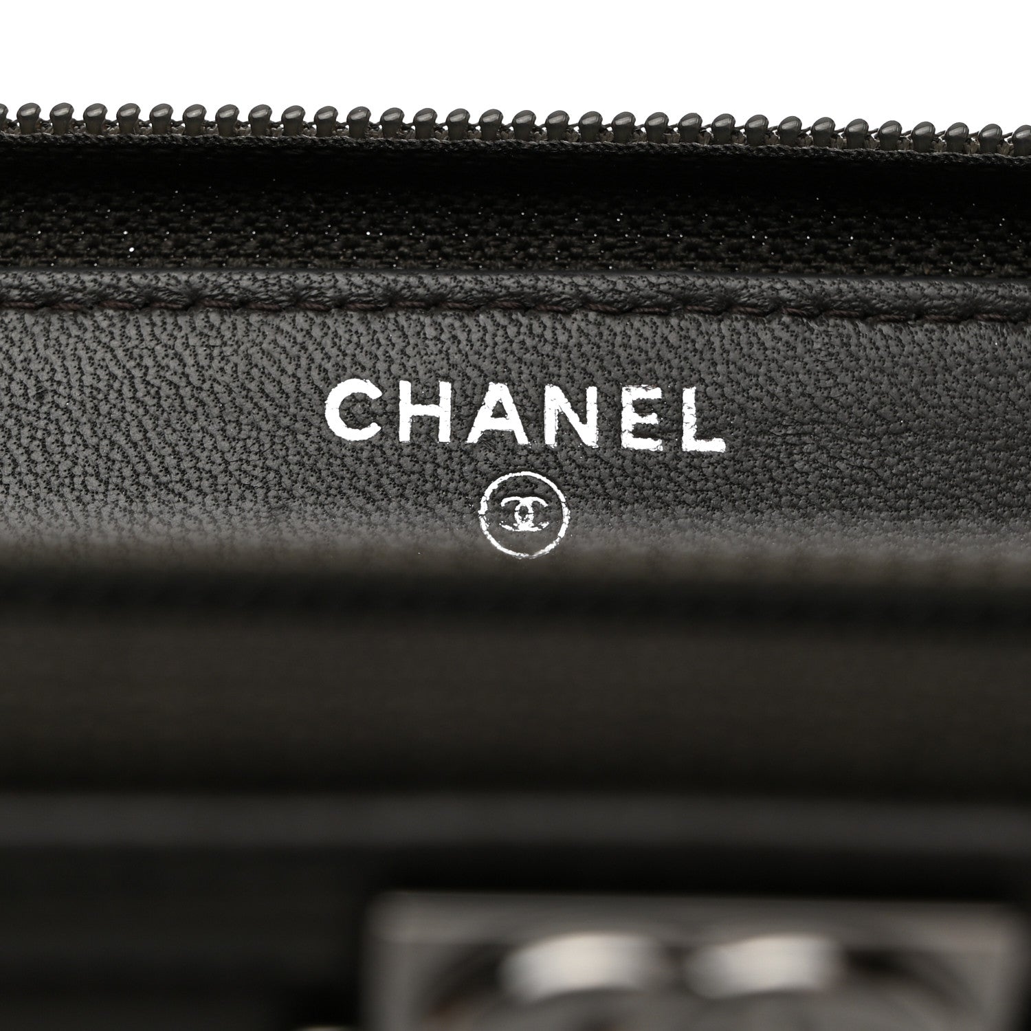 Chanel Lambskin Quilted Boy Zip Around Wallet Dark Grey 5 of 8