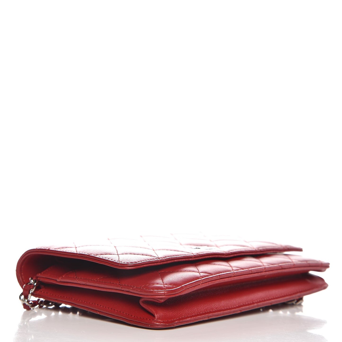 Lambskin Quilted Wallet On Chain WOC Red