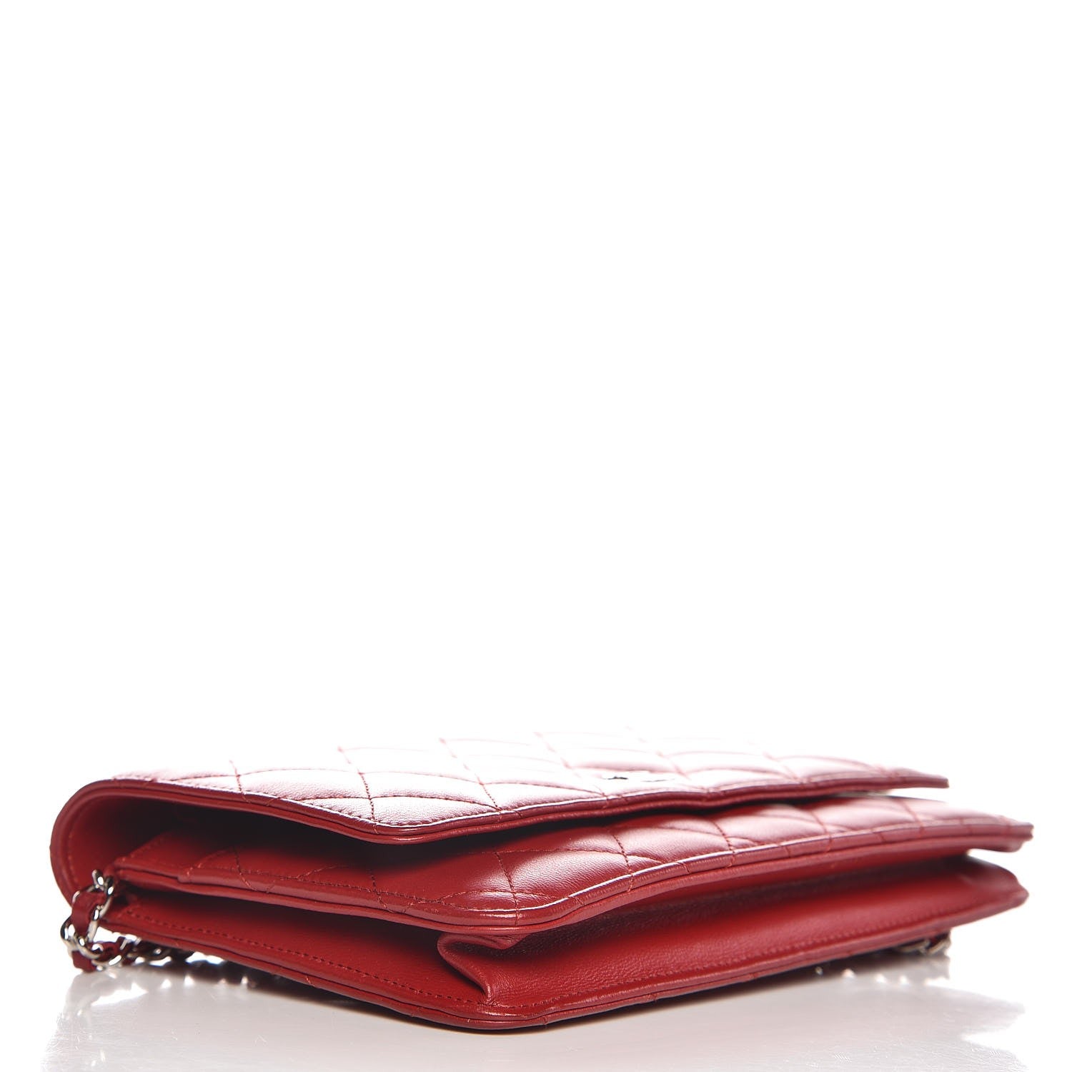 Chanel Lambskin Quilted Wallet On Chain WOC Red 4 of 11