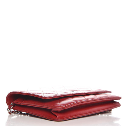 Chanel Lambskin Quilted Wallet On Chain WOC Red 4 of 11