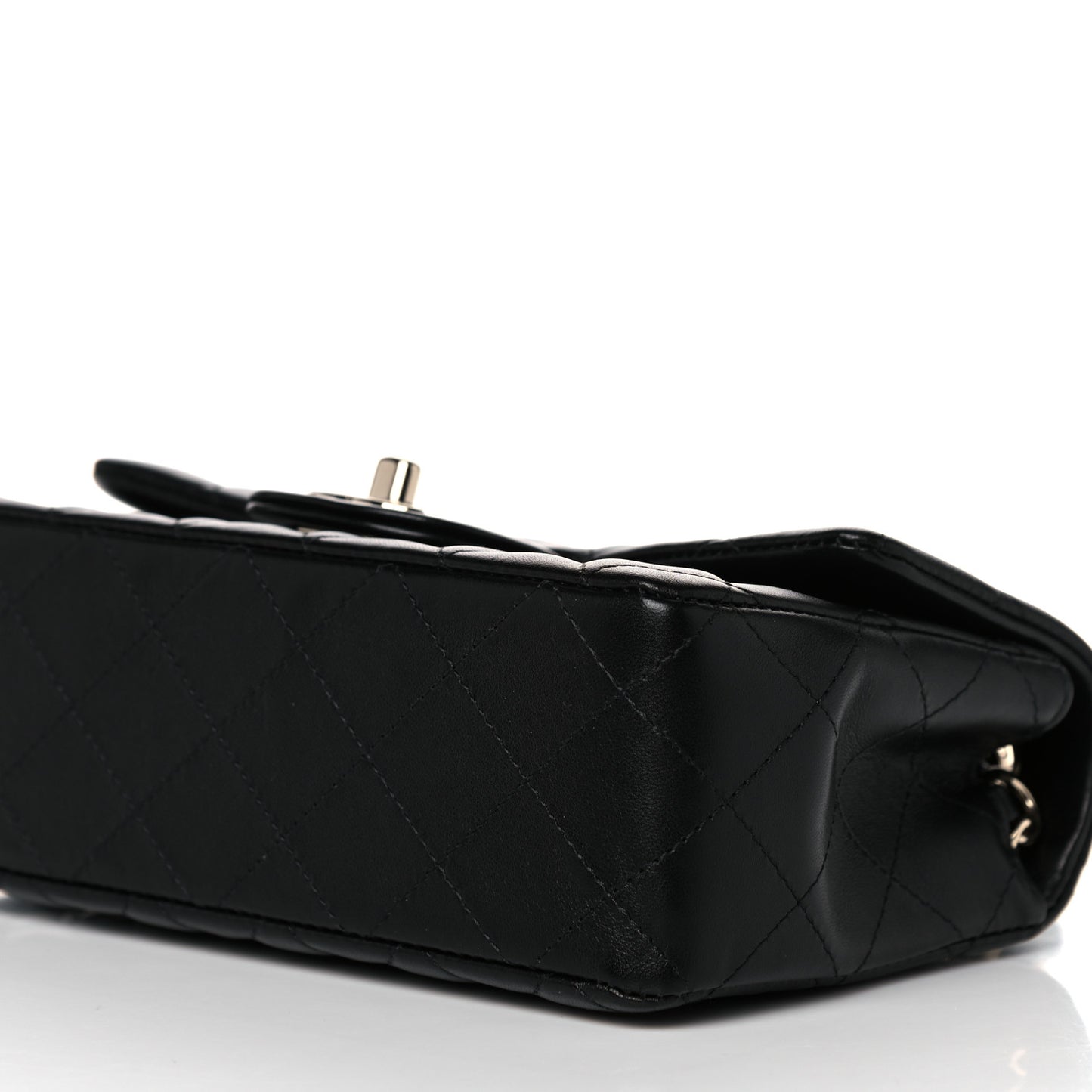 Lambskin Quilted Mini Rectangular Flap Black