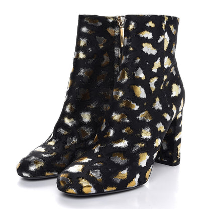 Saint Laurent Jacquard Leopard Loulou Ankle Boots 37 Oro 3 of 8