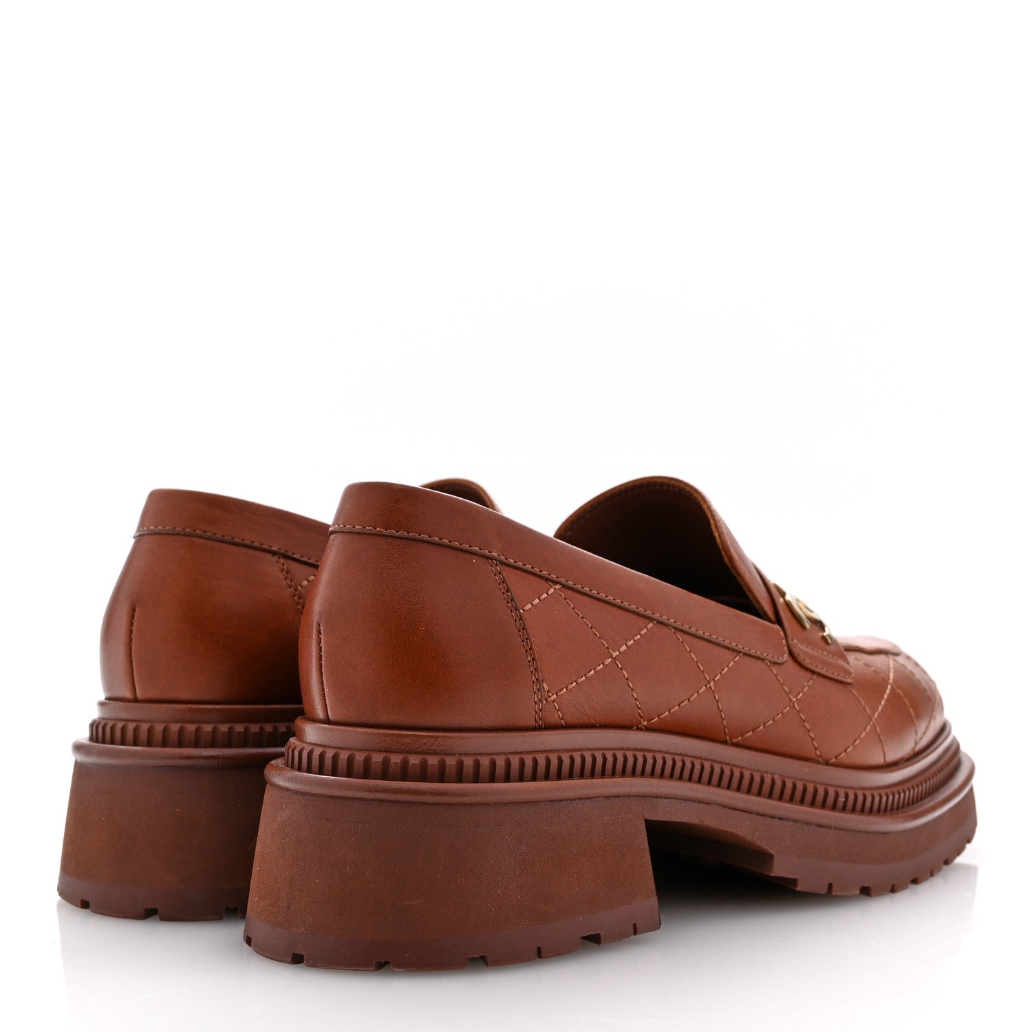 Chanel Calfskin Quilted CC Mocassin Loafers 38.5 Light Brown 5 of 11
