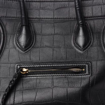 Celine Crocodile Embossed Calfskin Medium Phantom Luggage Black 15 of 15
