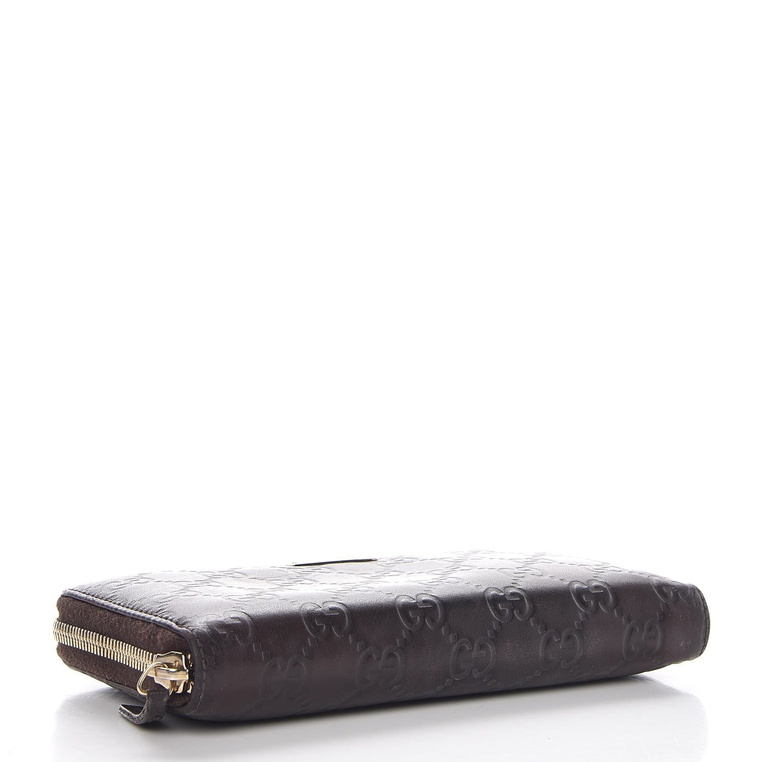 Gucci Guccissima Margaux Calfskin Metal Bar Zip Around Wallet Chocolate 4 of 11