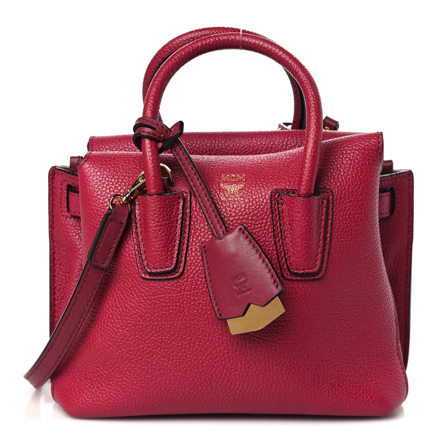 MCM Grained Calfskin Mini Milla Tote Burgundy 1 of 8