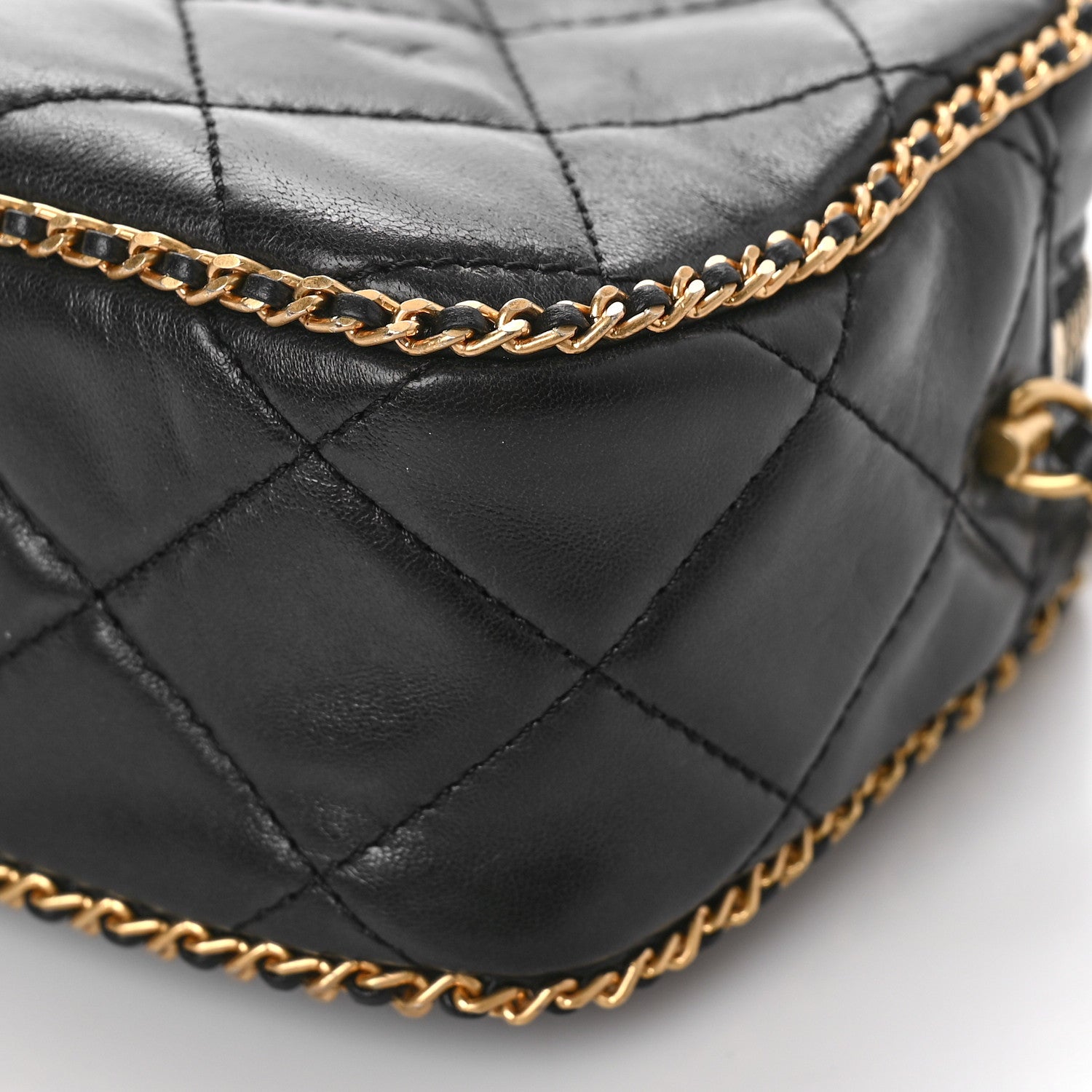 Chanel Lambskin Quilted Chain CC Mini Camera Case Black 9 of 11