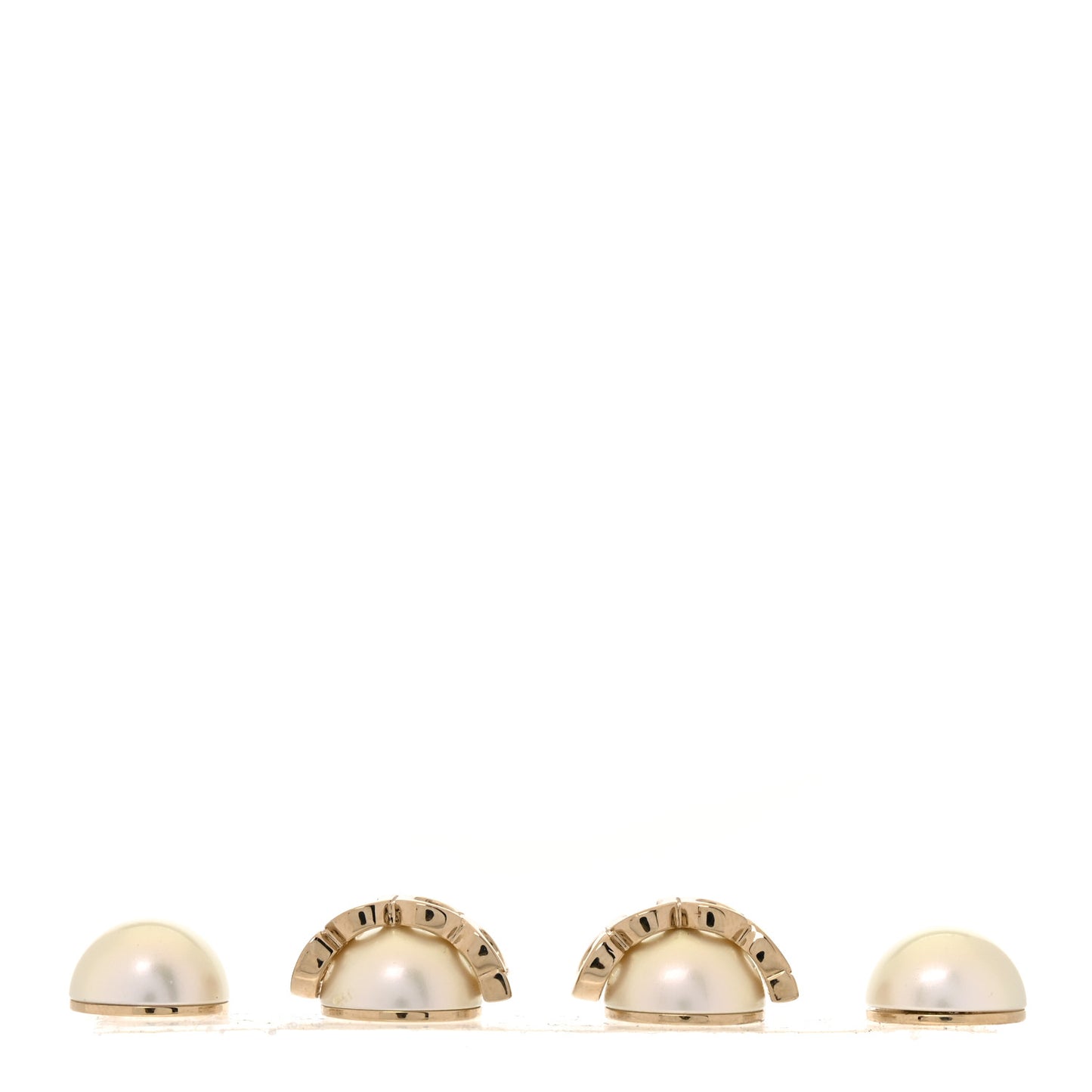 Metal Pearl Logo Magnetic Earrings Gold
