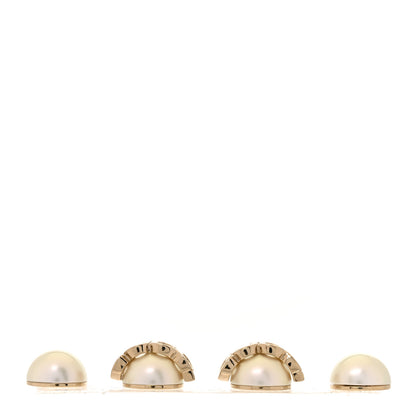 Gucci Metal Pearl Logo Magnetic Earrings Gold 3 of 5