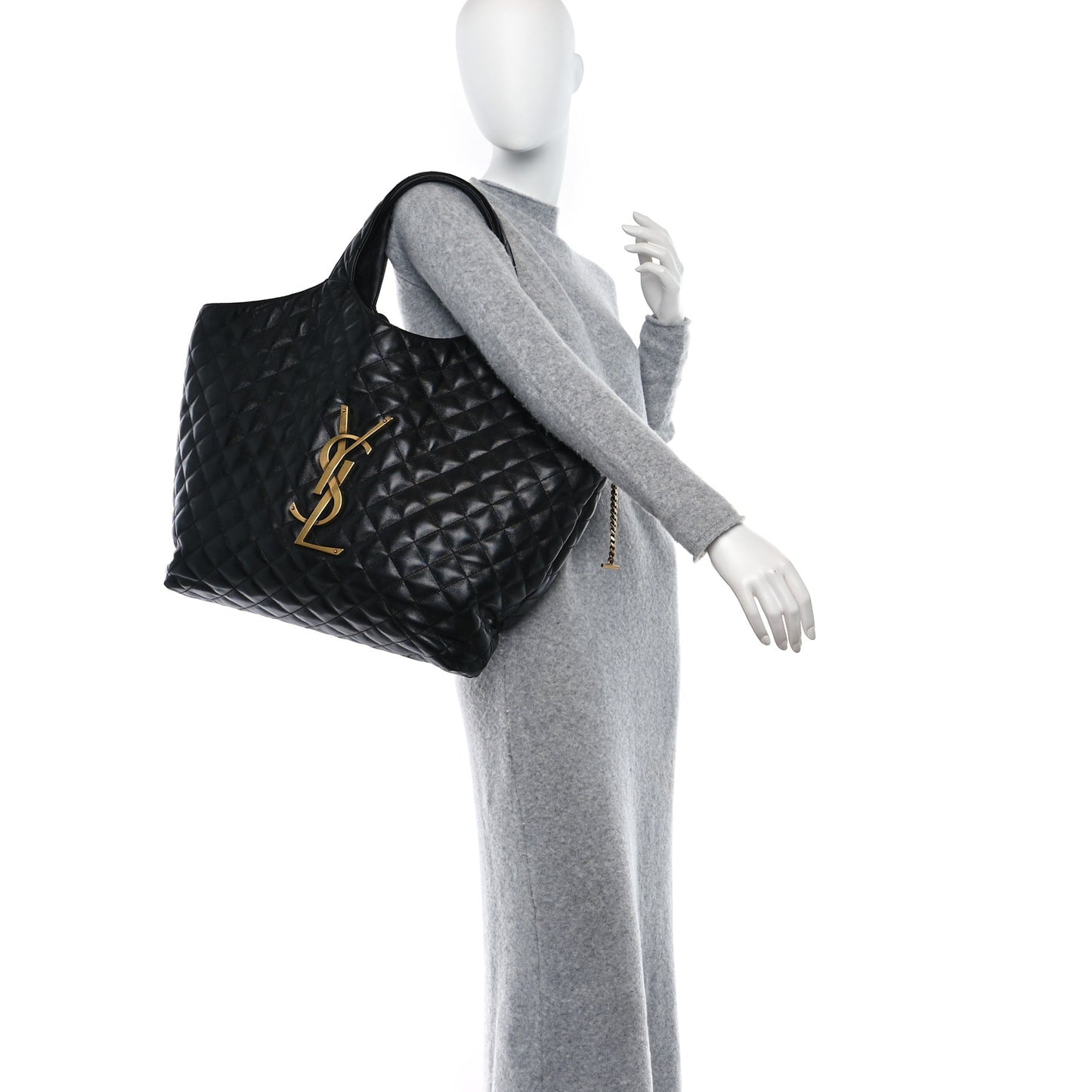 Lambskin Quilted Maxi Icare Shopping Tote Black