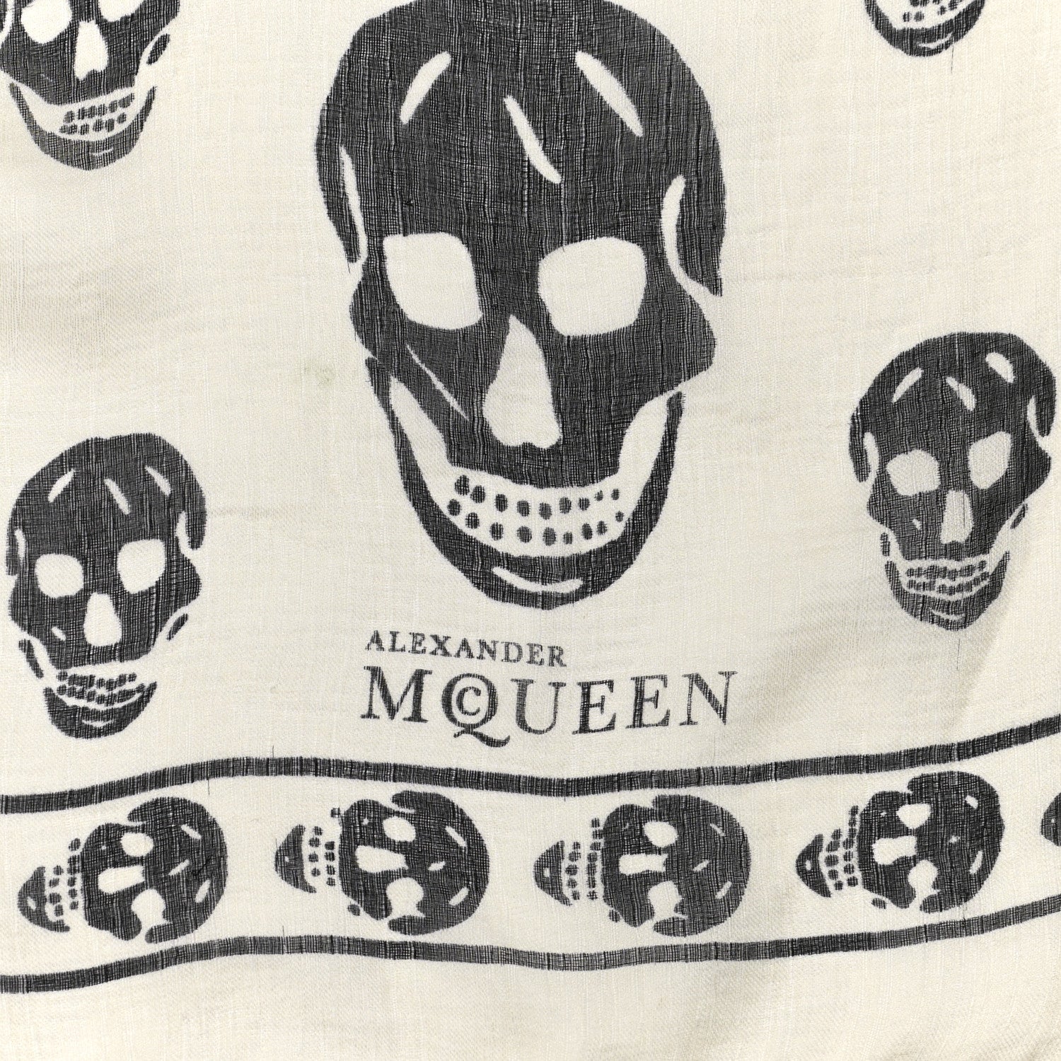 Alexander McQueen Silk Chiffon Skull Scarf Ivory Black 2 of 4
