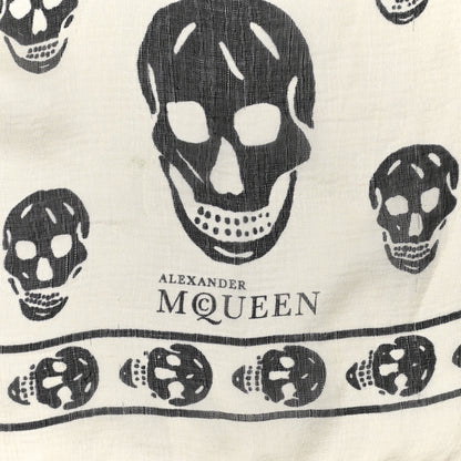 Alexander McQueen Silk Chiffon Skull Scarf Ivory Black 2 of 4