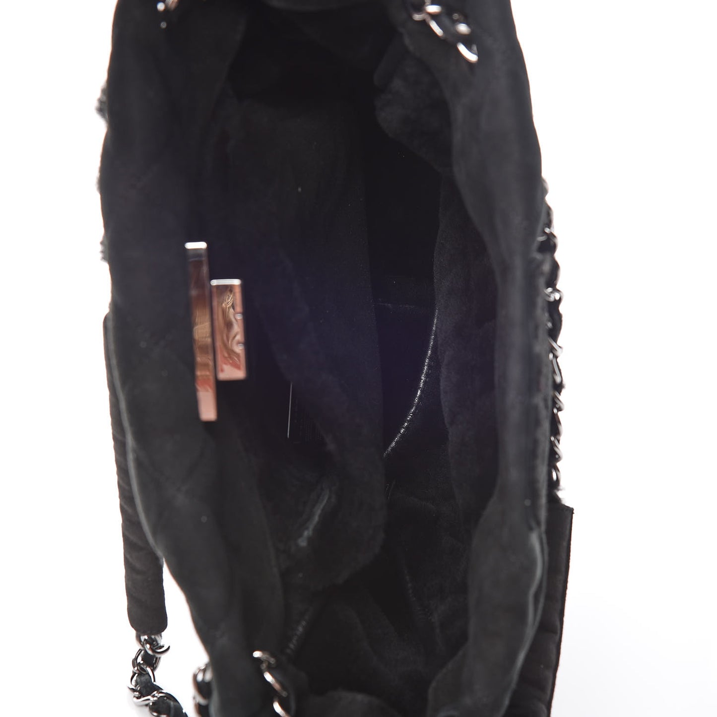 Shearling Quilted Mademoiselle Tote Black