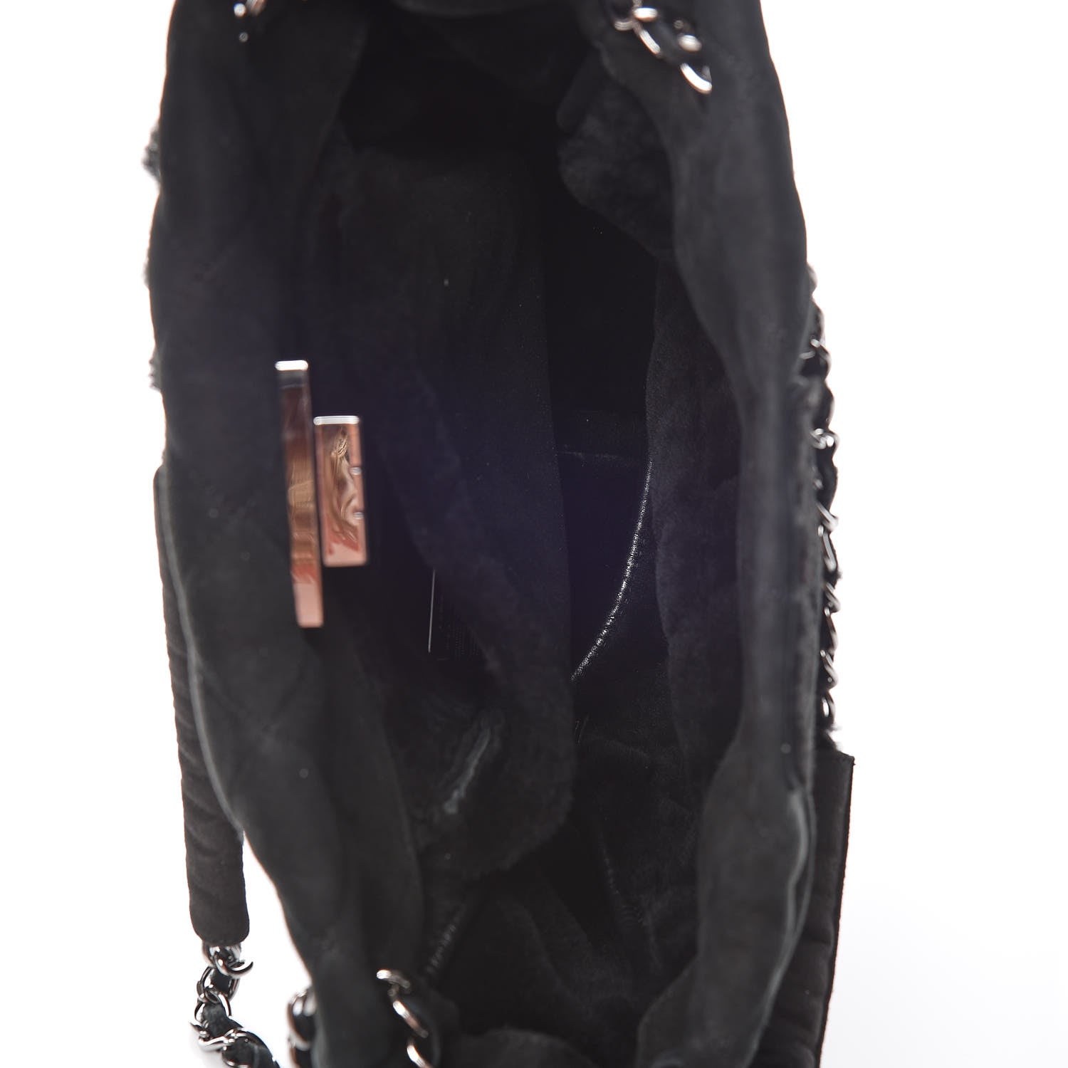 Chanel Shearling Quilted Mademoiselle Tote Black 7 of 10