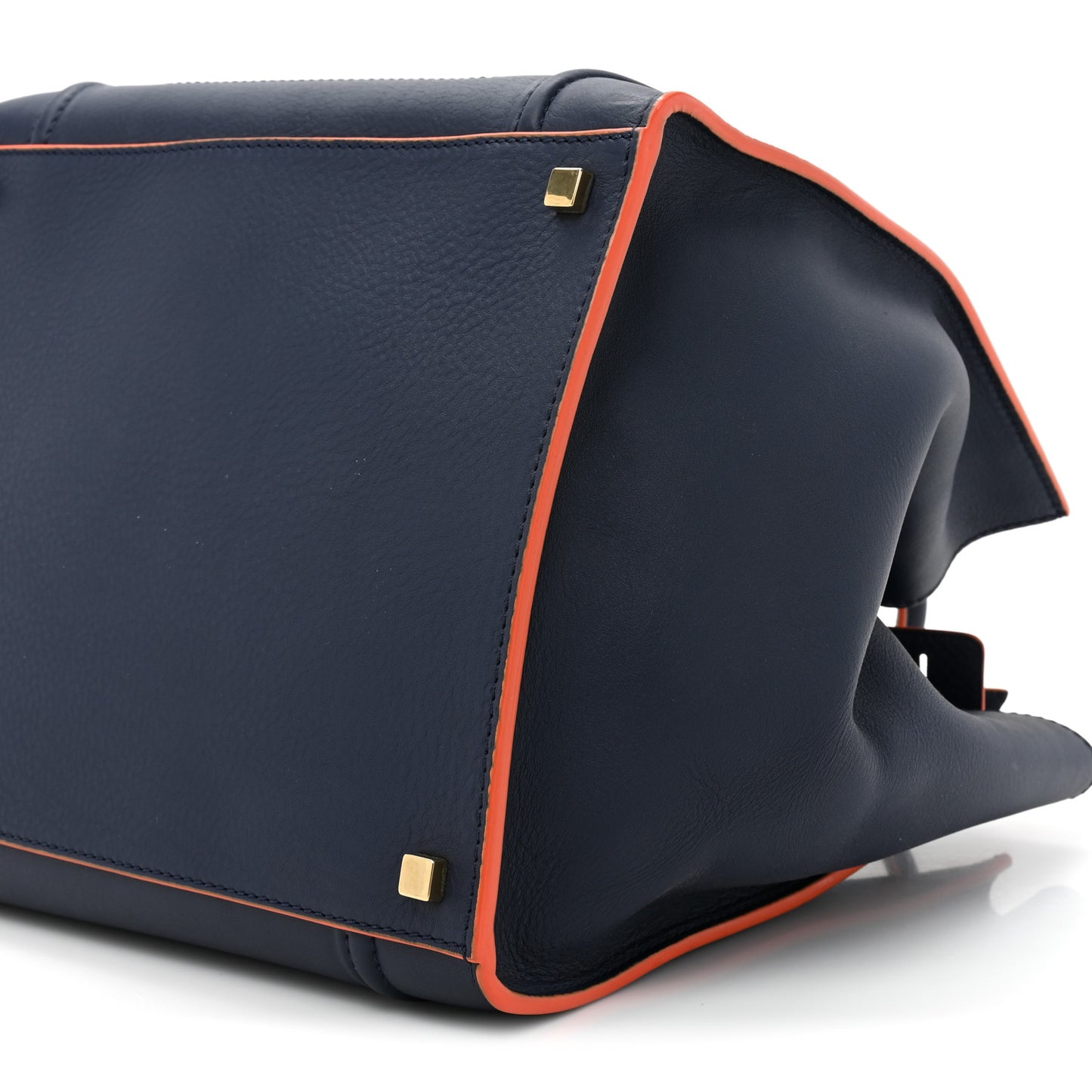 Supple Calfskin Large Phantom Luggage Navy Blue Orange